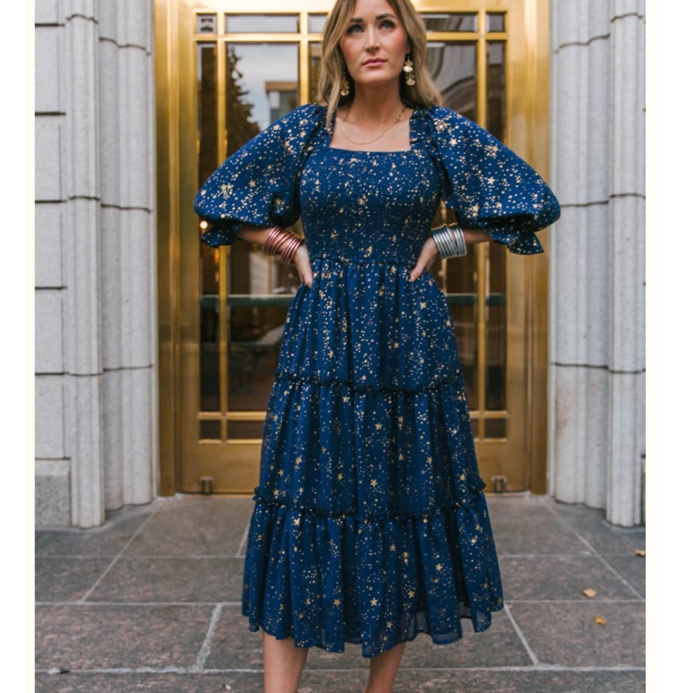 RARE Starry Nights Dress in Blue with Gold Stars ⭐️